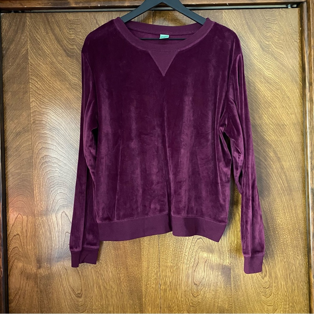 Honeydew XXL Women’s Purple Plush Velour Crew Neck Sweatshirt Cozy Plum Pajama